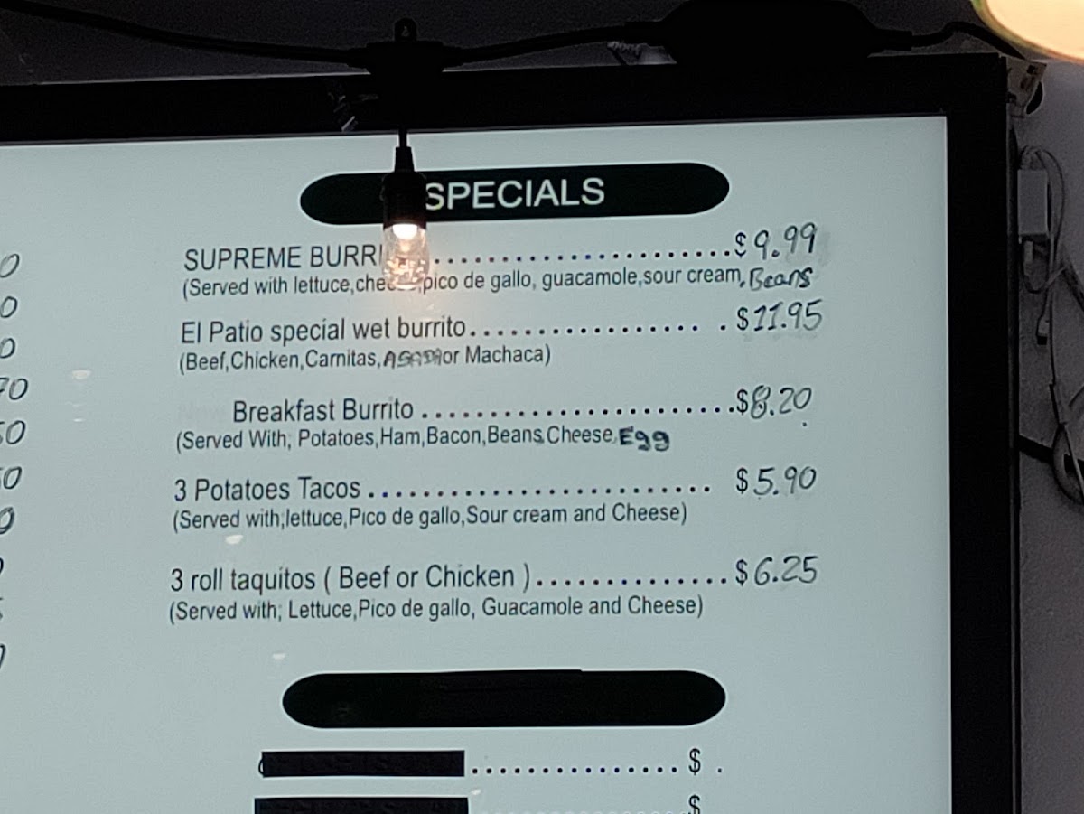 El Patio Drive In Menu - Image 3